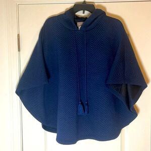 Chico's Navy Quilted Hooded Poncho - Size L/XL